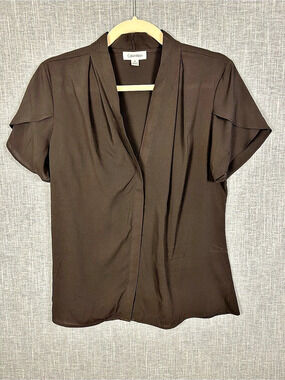 Calvin Klein Black Draped Blouse Size Medium Like New
